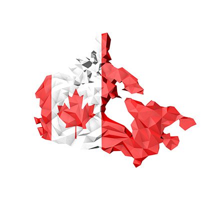 Map of Canada with flag design
